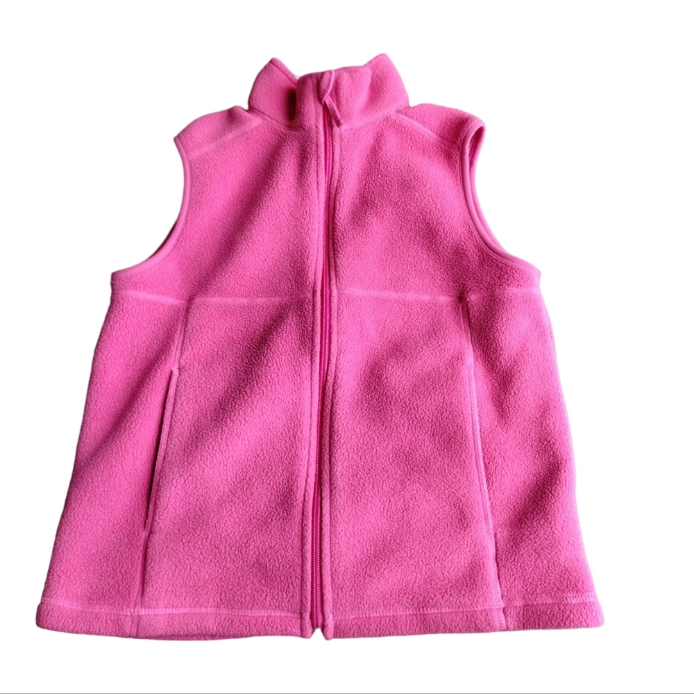 β’L.L. Bean Child Vest Bright Pink Fleece Full Zip Sleeveless Jackets No Size Tag - Picture 1 of 16